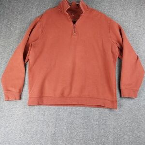 CROFT & BARROW MENS BRICK RED BROWN PULLOVER SWEATSHIRT QUARTER ZIP SIZE LARGE
